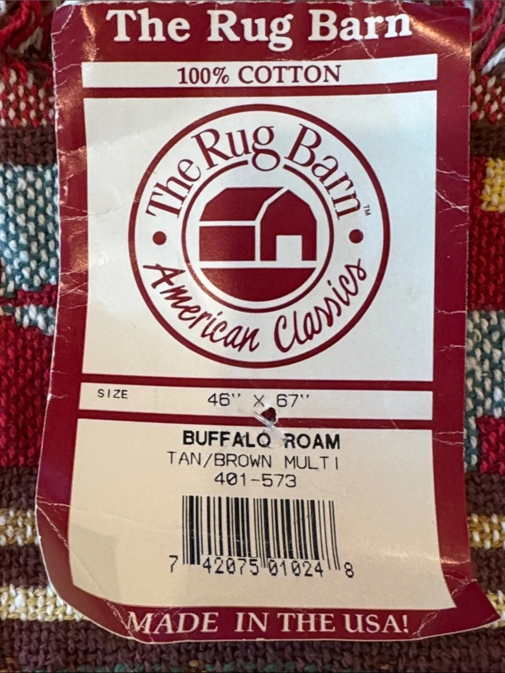 The Rug Barn Buffalo Roam Western Woven Cotton Throw Blanket NWT Brown Tan 46x67